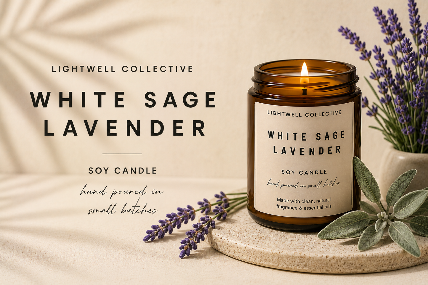 White Sage Lavender Candle - Lightwell Collective