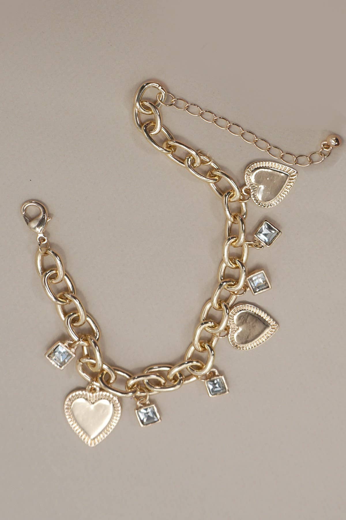 CHARM BRACELET-HEART RHINESTONE CHARMS | 80B1283 - Ember Boutique
