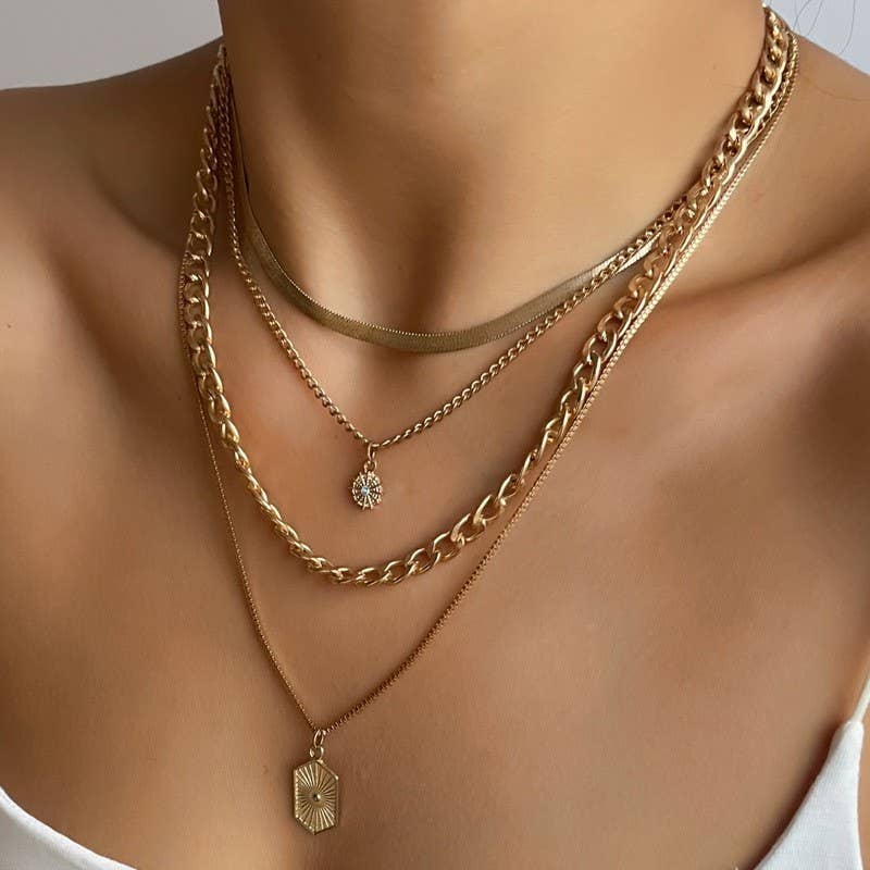 DOUBLE CHARM MULTI LAYER NECKLACE | 40NK9609 - Ember Boutique