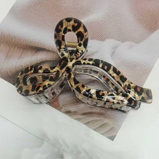 JUMBO ANIMAL LEOPARD PRINT BOW HAIR CLAW CLIPS | 40H1014 - Ember Boutique