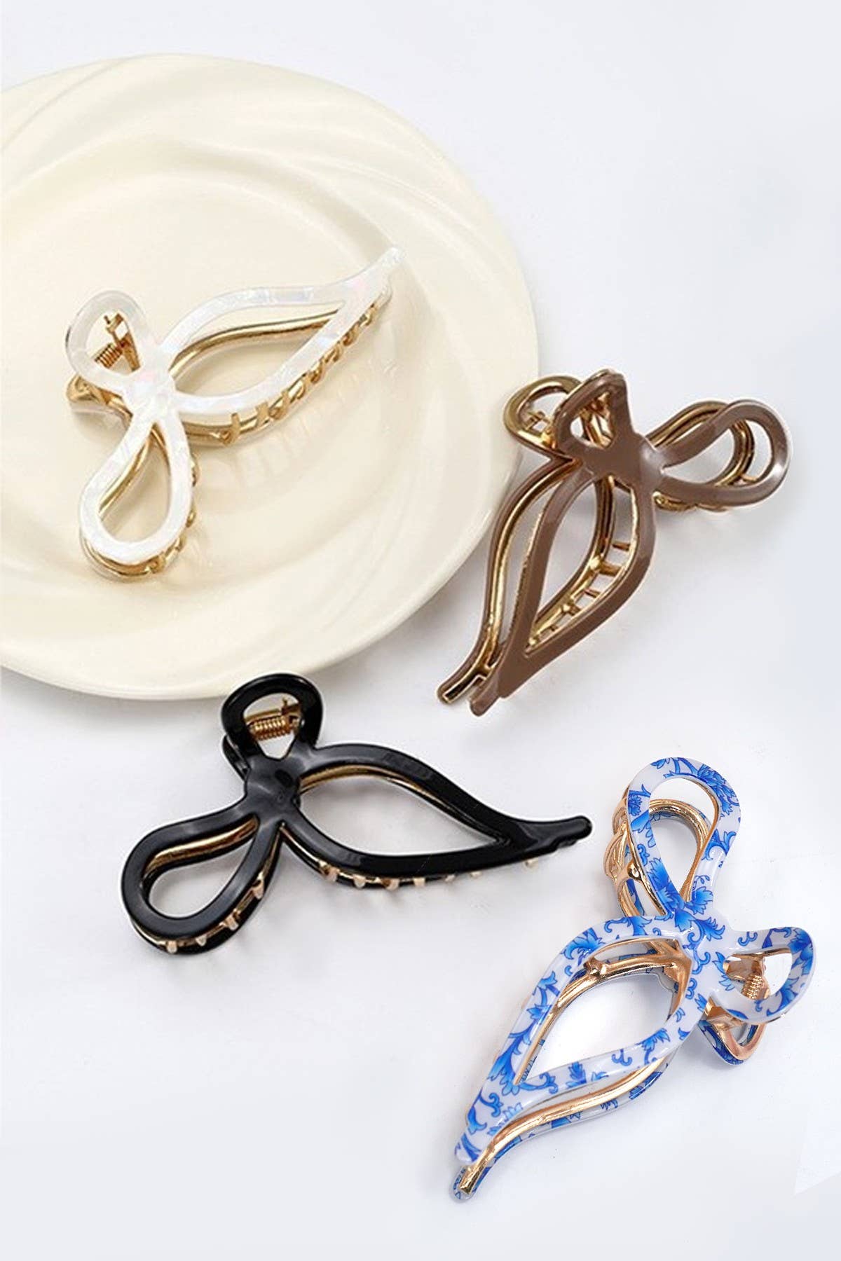 JUMBO CELLULOSE CASTING BOW HAIR CLAW CLIPS | 40H759 - Ember Boutique