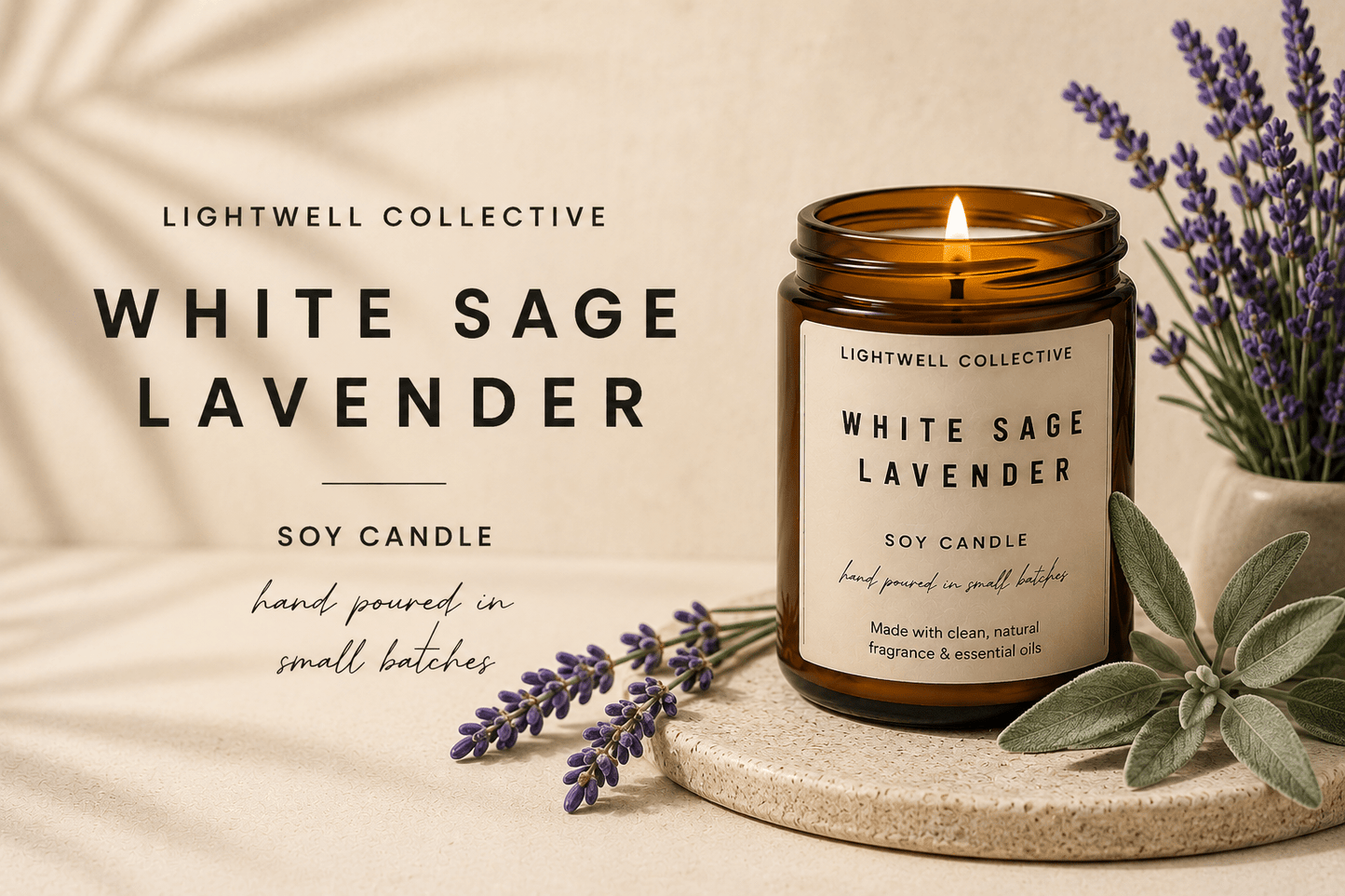 White Sage Lavender Candle - Lightwell Collective - Ember Boutique