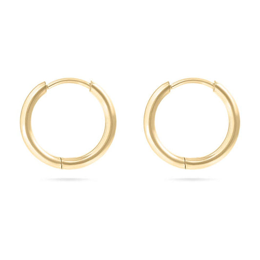 18K Gold PVD Stainless Steel Classic Hoop Huggie Earrings - Ember Boutique