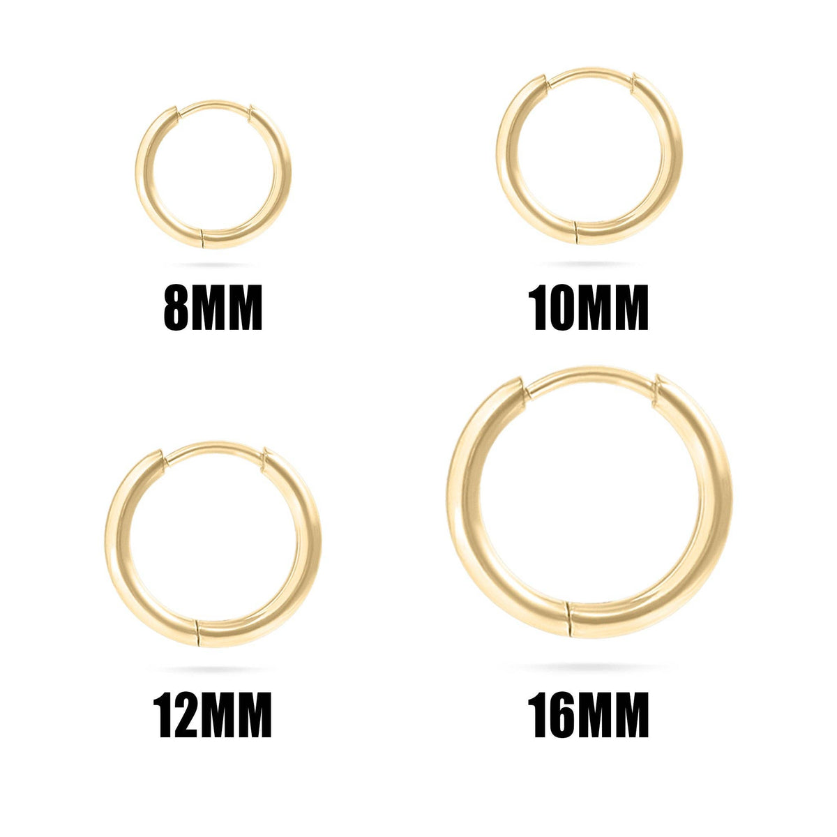 18K Gold PVD Stainless Steel Classic Hoop Huggie Earrings - Ember Boutique
