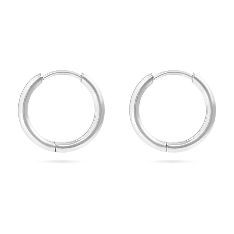 18K Gold PVD Stainless Steel Classic Hoop Huggie Earrings - Ember Boutique