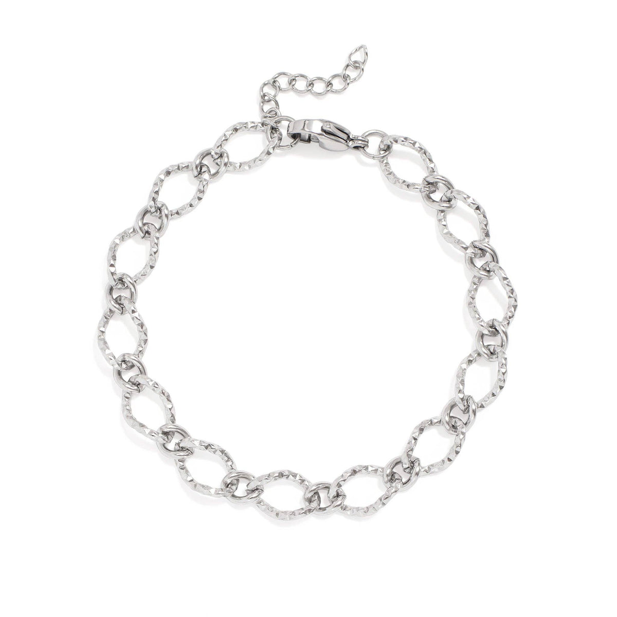 18K Gold PVD Stainless Steel Hammered Oval Chain Bracelet - Ember Boutique