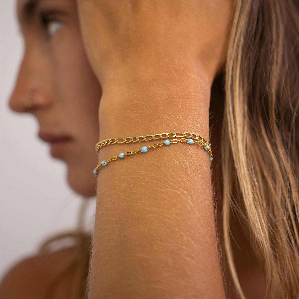 18K Gold PVD Stainless Steel Turquoise Confetti Bracelet - Ember Boutique
