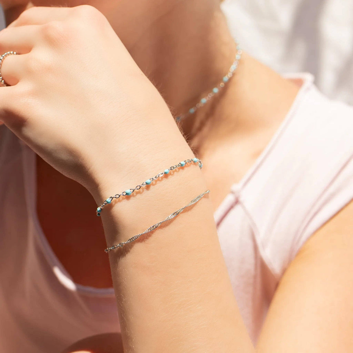 18K Gold PVD Stainless Steel Turquoise Confetti Bracelet - Ember Boutique