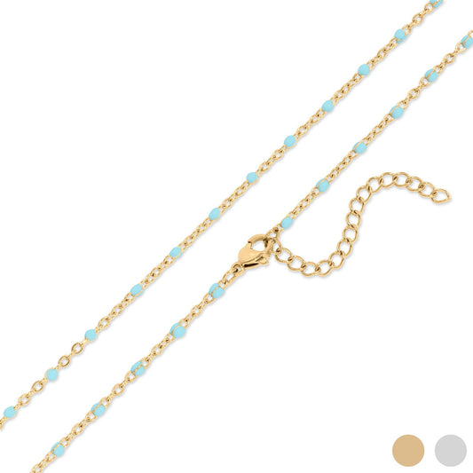 18K Gold Stainless Steel Turquoise Chain Necklace - Ember Boutique