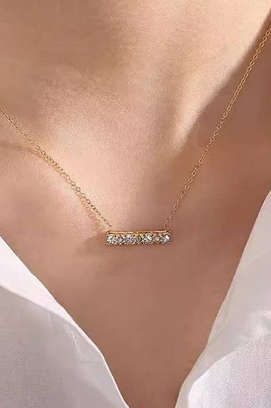 18K STAINLESS STEEL TARNISH FREE BAR NECKLACE | 40NK9519 - Ember Boutique