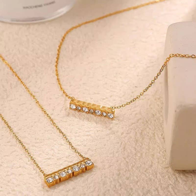 18K STAINLESS STEEL TARNISH FREE BAR NECKLACE | 40NK9519 - Ember Boutique