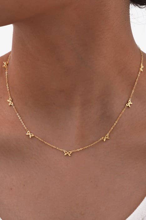 18K STAINLESS STEEL TARNISH FREE BOW NECKLACE | 40NK9512 - Ember Boutique
