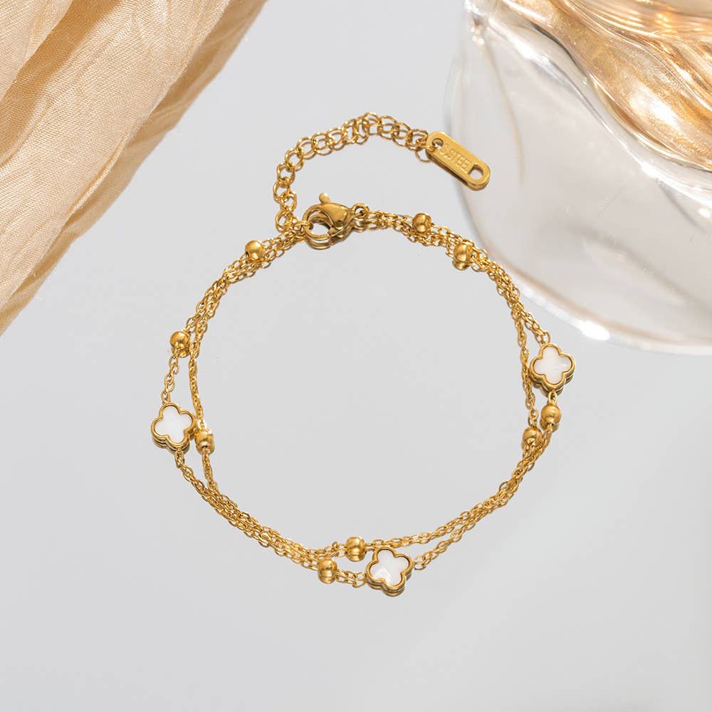 18K STAINLESS STEEL TARNISH FREE CLOVER BRACELET | 40B5173 - Ember Boutique