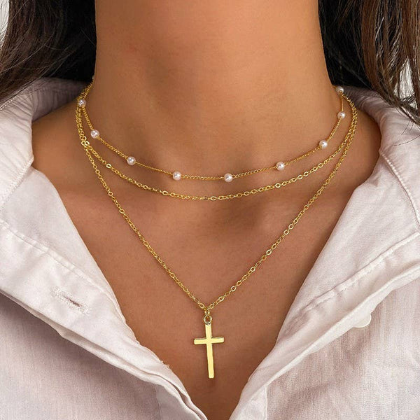 18K STAINLESS STEEL TARNISH FREE CROSS NECKLACE | 40NK370 - Ember Boutique