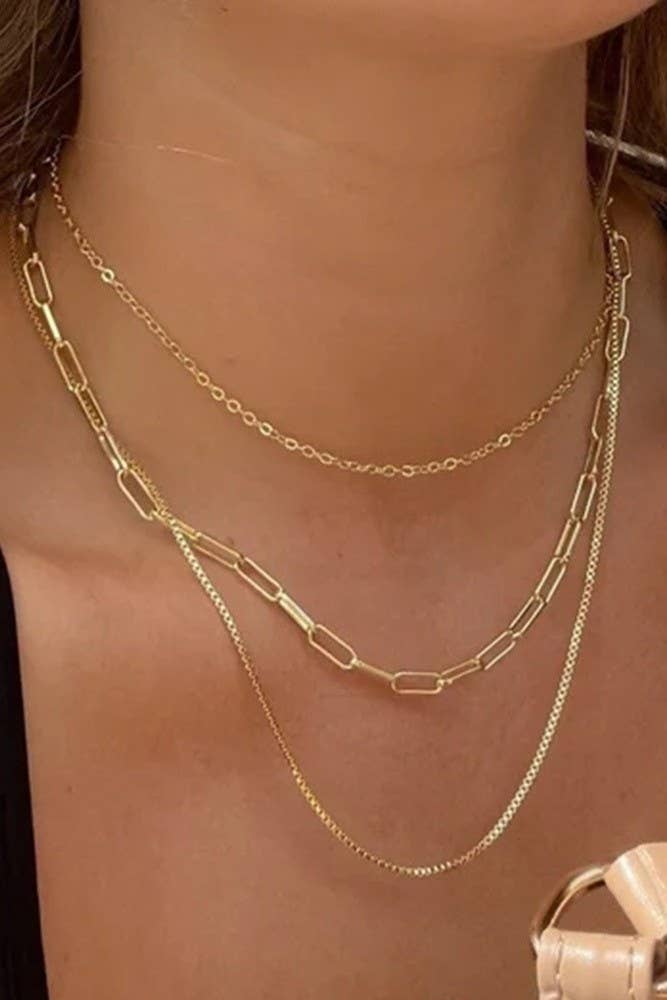 18K STAINLESS STEEL TARNISH FREE LAYERED NECKLACE | 40NK346 - Ember Boutique