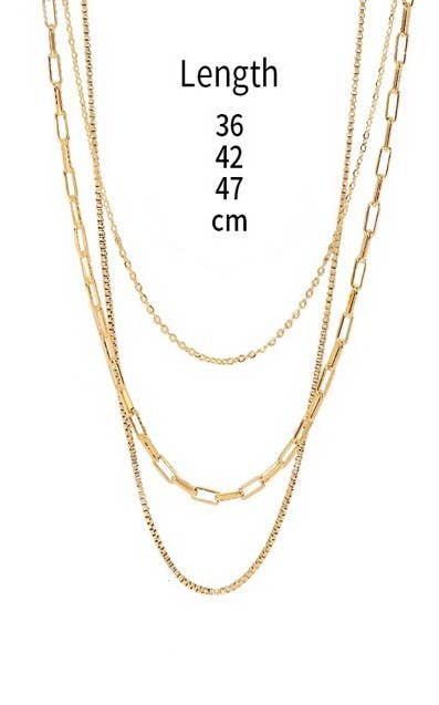 18K STAINLESS STEEL TARNISH FREE LAYERED NECKLACE | 40NK346 - Ember Boutique