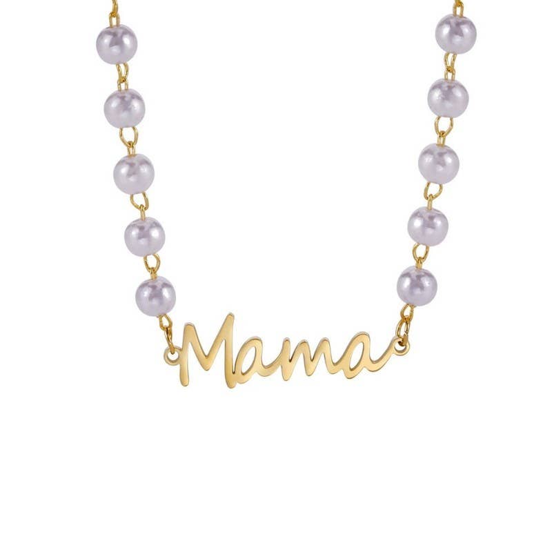 18K STAINLESS STEEL TARNISH FREE MAMA NECKLACE | 40NK9454 - Ember Boutique