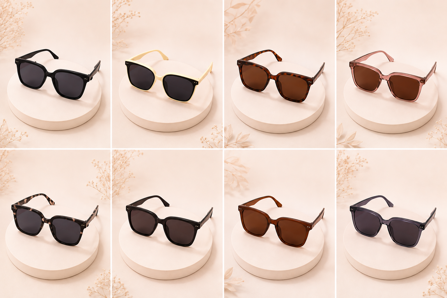Acetate square cateye sunglasses in classic frame