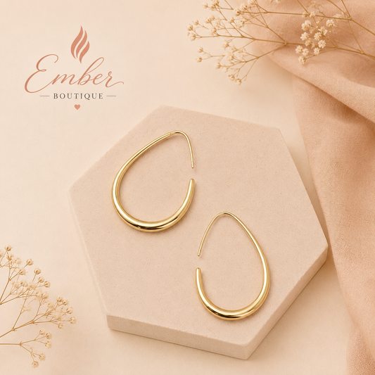18K stainless steel waterproof tarnish-free hoop earrings in gold tone