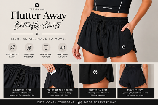 Black butterfly print women's shorts