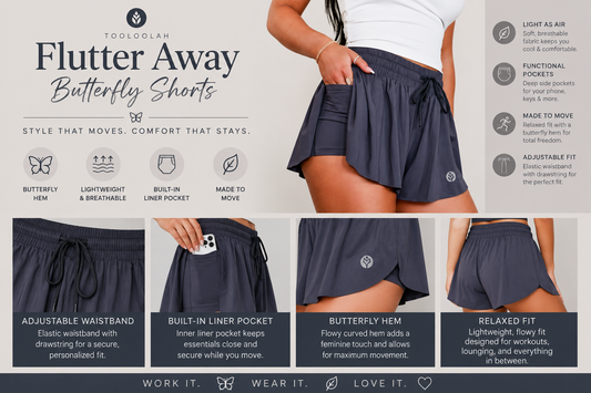 Grey butterfly print women's shorts