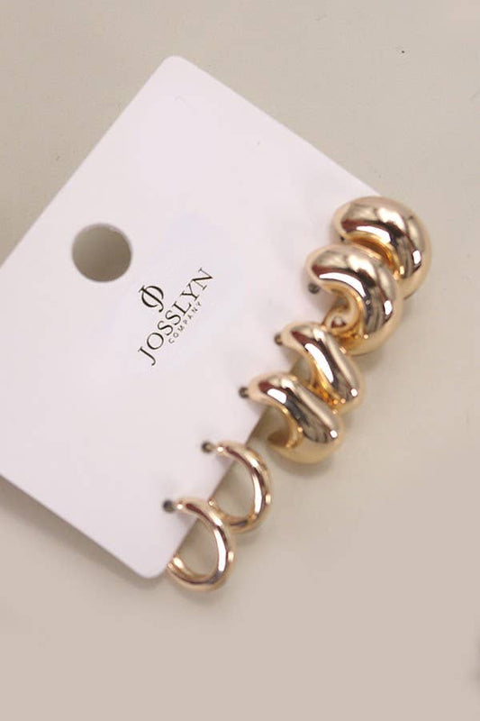 BUBBLE HOOP HUGGIE TRIO EARRINGS | 80E5359 - Ember Boutique