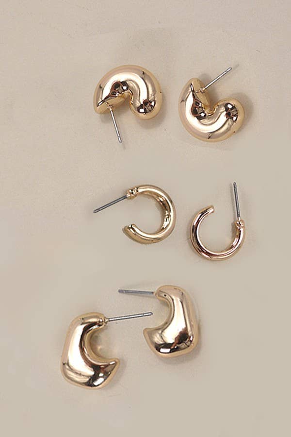 BUBBLE HOOP HUGGIE TRIO EARRINGS | 80E5359 - Ember Boutique