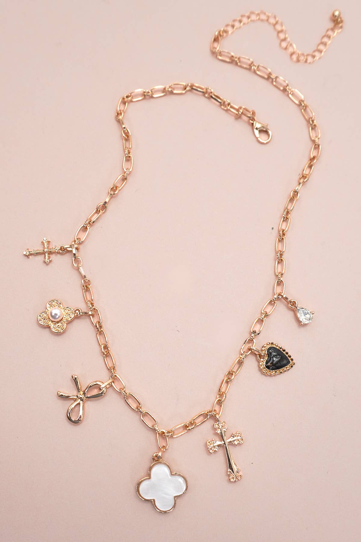 CHARM NECKLACE-CLOVER BOW CROSS HEART FLOWER | 80N91988 - Ember Boutique