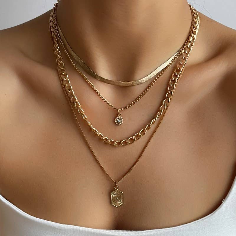 DOUBLE CHARM MULTI LAYER NECKLACE | 40NK9609 - Ember Boutique