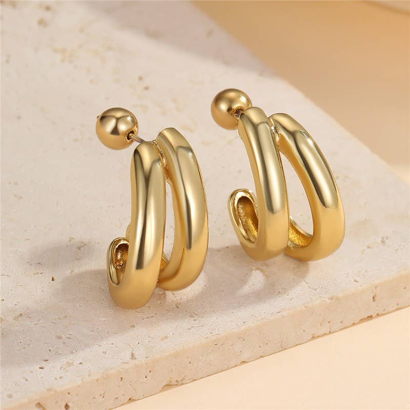 Double-Hoop Sculptural Earrings | 40E491 - Ember Boutique
