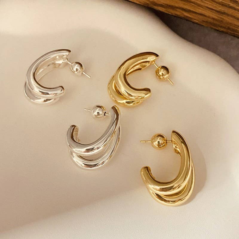 Double-Hoop Sculptural Earrings | 40E491 - Ember Boutique
