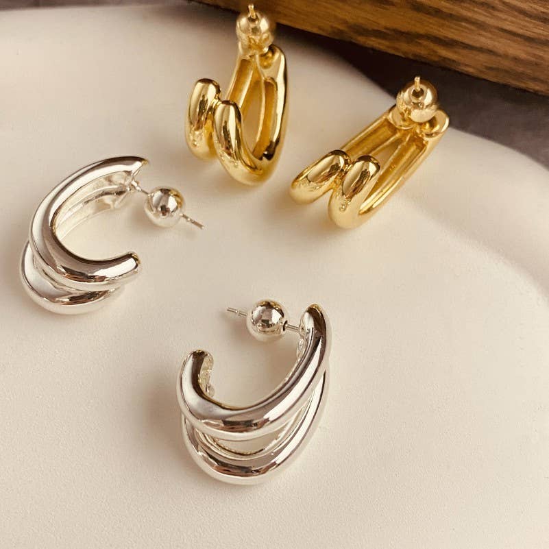 Double-Hoop Sculptural Earrings | 40E491 - Ember Boutique