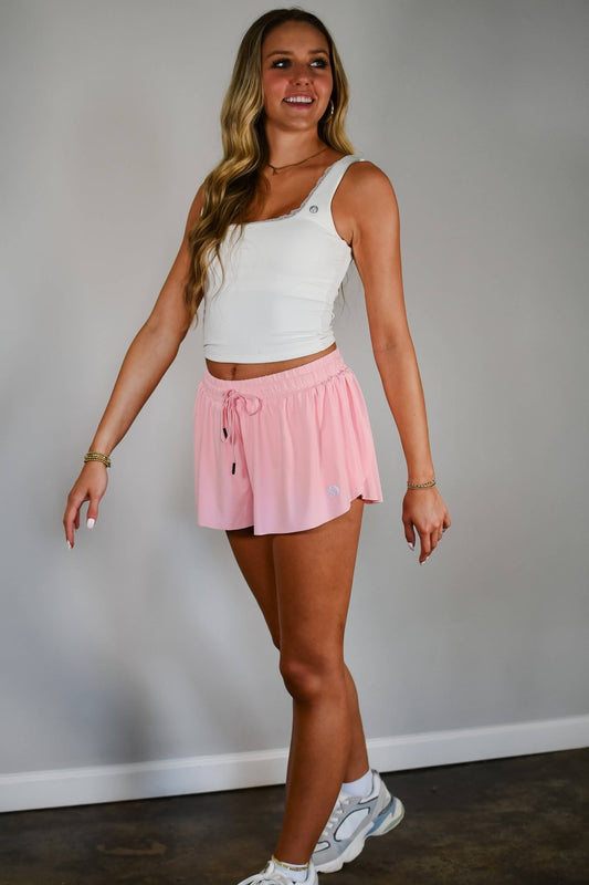 Flutter Away Butterfly Shorts - Petal Pink - Ember Boutique