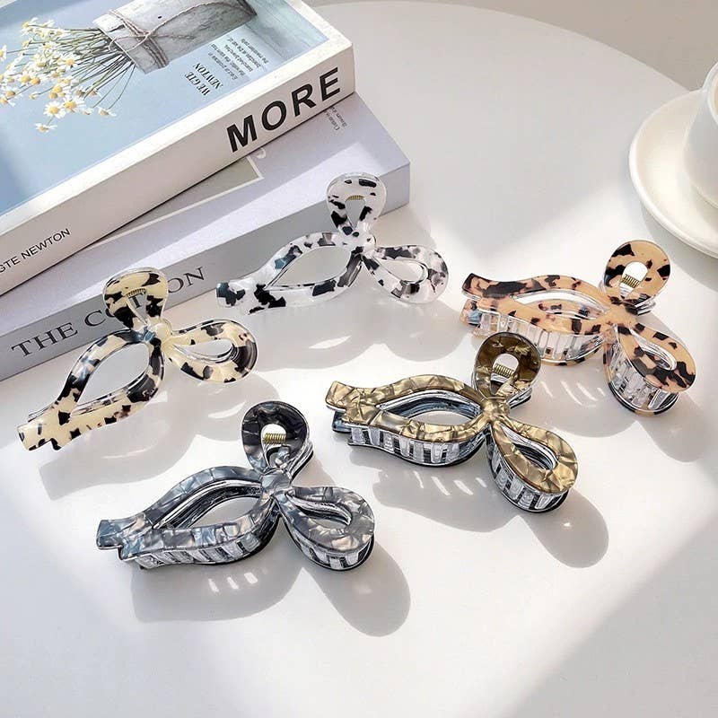 JUMBO ANIMAL LEOPARD PRINT BOW HAIR CLAW CLIPS | 40H1014 - Ember Boutique