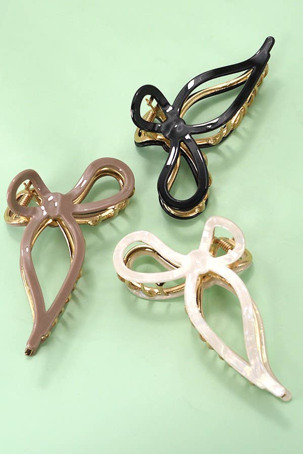 JUMBO CELLULOSE CASTING BOW HAIR CLAW CLIPS | 40H759 - Ember Boutique