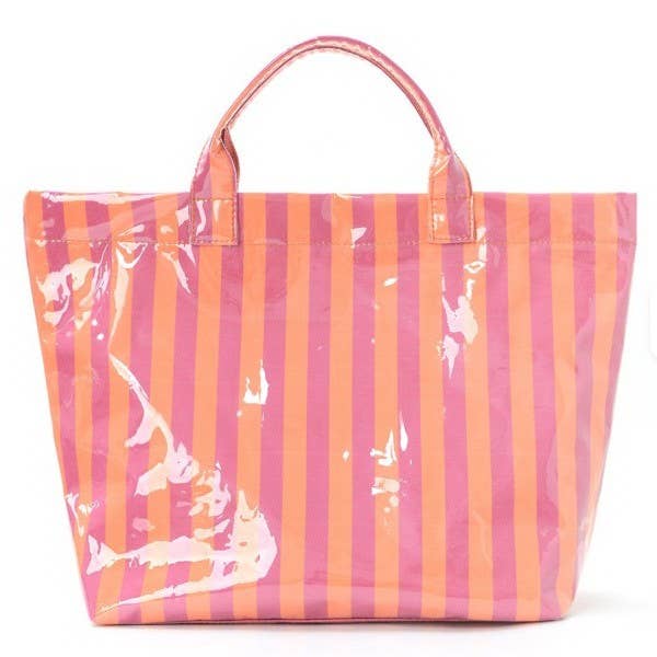Large Striped Vinyl Tote Bags | 40P595 - Ember Boutique