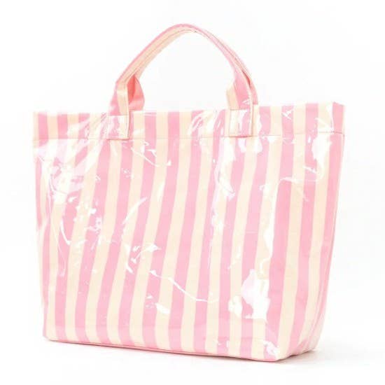 Large Striped Vinyl Tote Bags | 40P595 - Ember Boutique