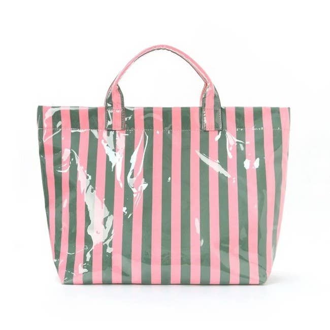 Large Striped Vinyl Tote Bags | 40P595 - Ember Boutique