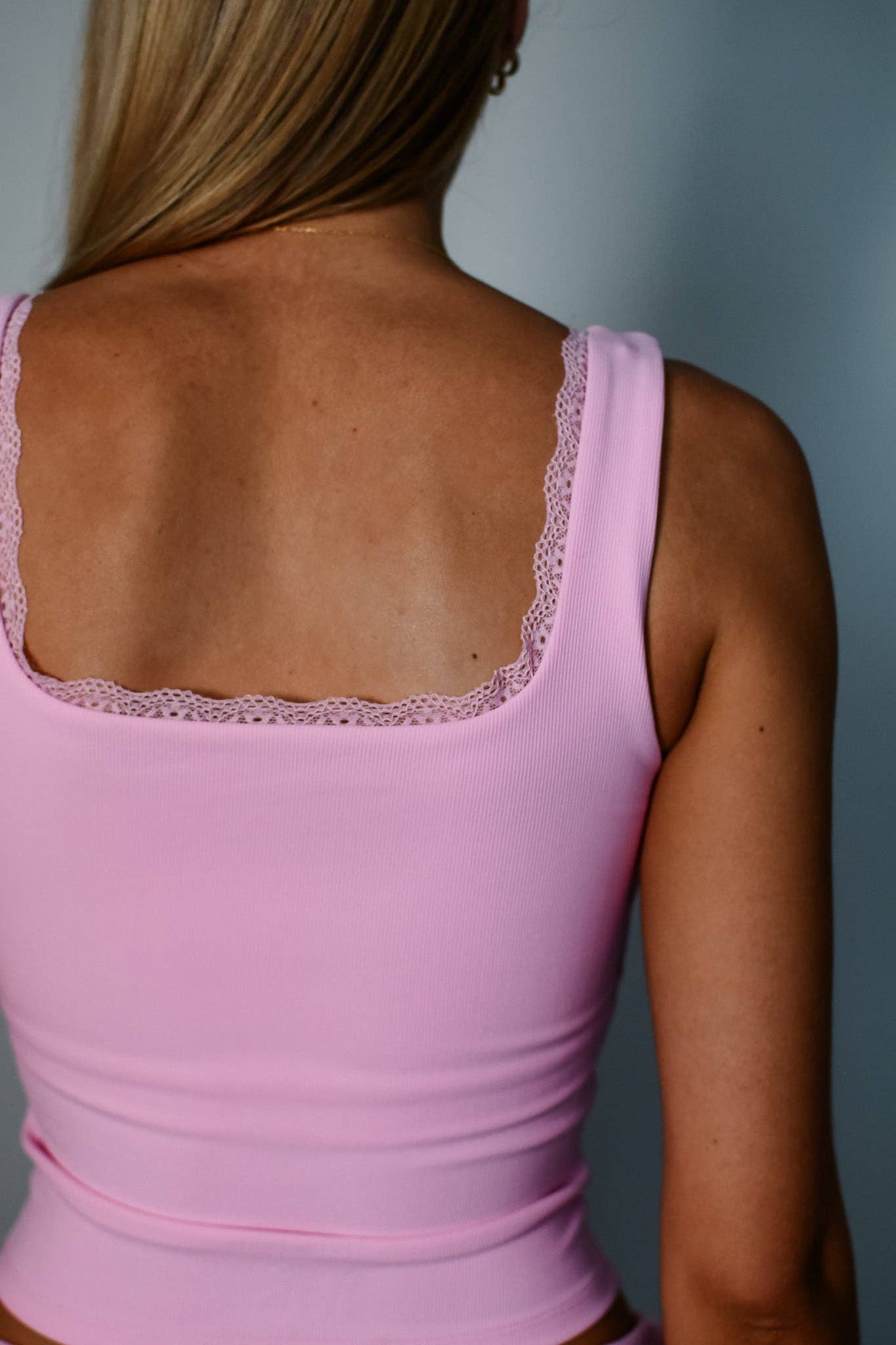 Luxe Lace Tank Top - Pink - Ember Boutique