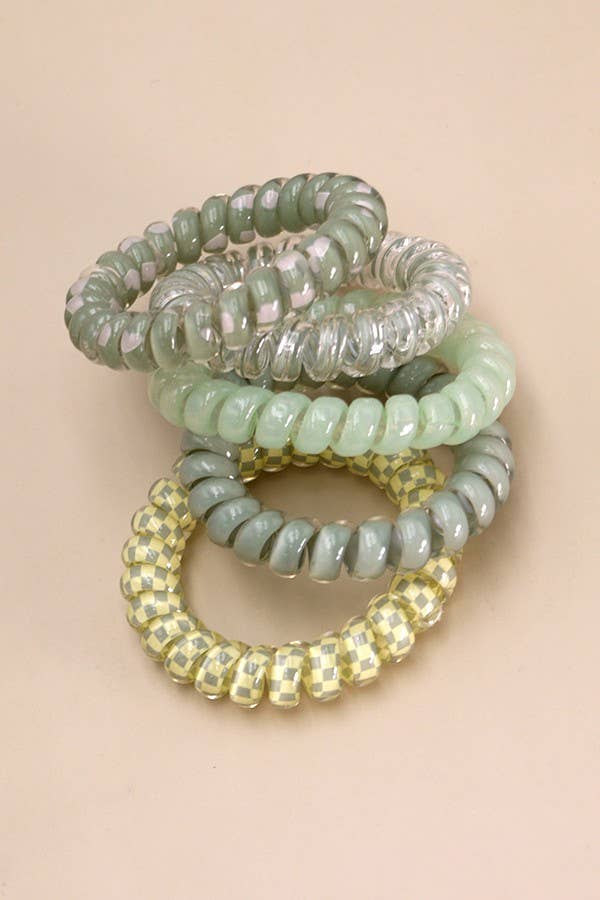 MIX SOLID FLOWER CHECKER ANIMAL HAIR COILS 5 ASST | 40PT316 - Ember Boutique
