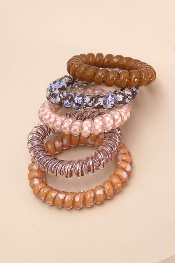 MIX SOLID FLOWER CHECKER ANIMAL HAIR COILS 5 ASST | 40PT316 - Ember Boutique