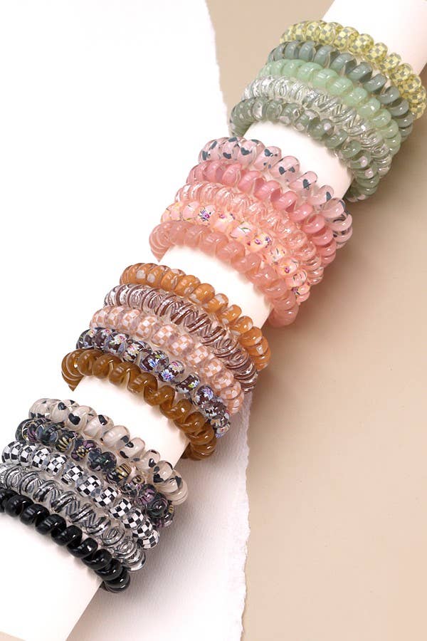 MIX SOLID FLOWER CHECKER ANIMAL HAIR COILS 5 ASST | 40PT316 - Ember Boutique