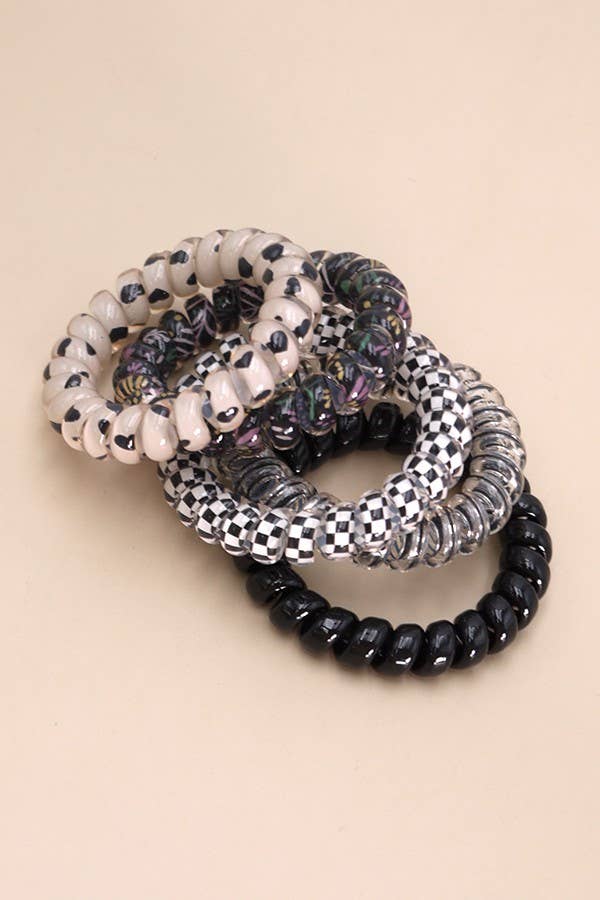 MIX SOLID FLOWER CHECKER ANIMAL HAIR COILS 5 ASST | 40PT316 - Ember Boutique