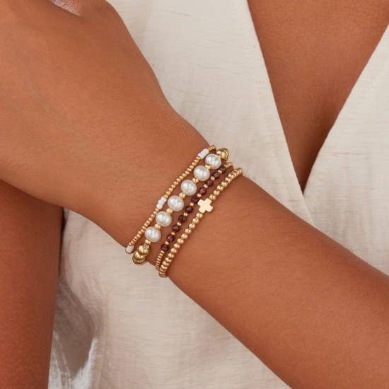 MULTI BALL PEARL CHAIN STRETCH BRACELET | 40B5183 - Ember Boutique