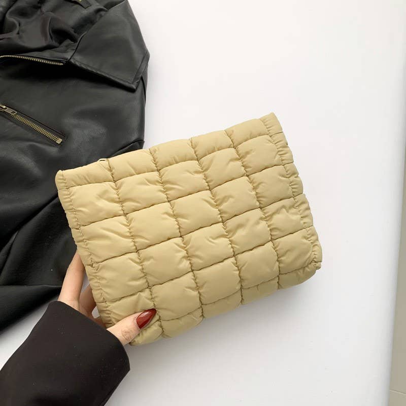 QUILTED PUFFY COSMETIC MAKEUP POUCH CLUTCH BAG | 40P538 - Ember Boutique