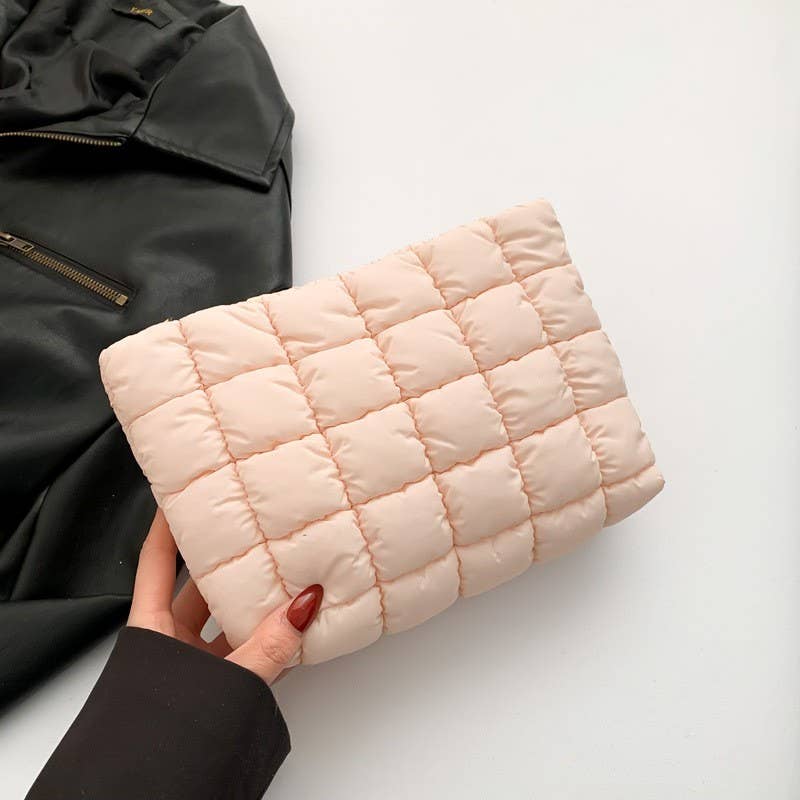 QUILTED PUFFY COSMETIC MAKEUP POUCH CLUTCH BAG | 40P538 - Ember Boutique