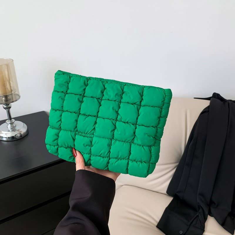 QUILTED PUFFY COSMETIC MAKEUP POUCH CLUTCH BAG | 40P538 - Ember Boutique