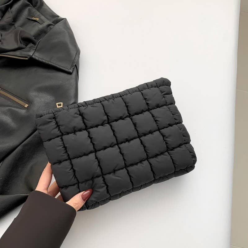 QUILTED PUFFY COSMETIC MAKEUP POUCH CLUTCH BAG | 40P538 - Ember Boutique