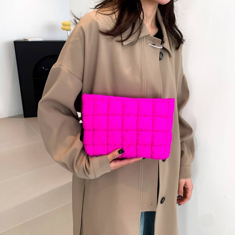 QUILTED PUFFY COSMETIC MAKEUP POUCH CLUTCH BAG | 40P538 - Ember Boutique