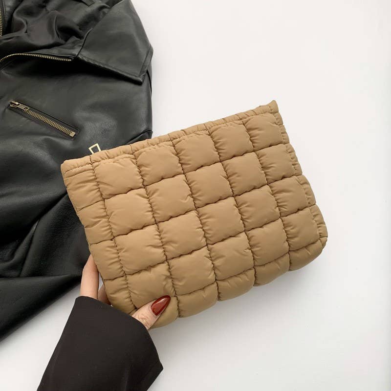 QUILTED PUFFY COSMETIC MAKEUP POUCH CLUTCH BAG | 40P538 - Ember Boutique